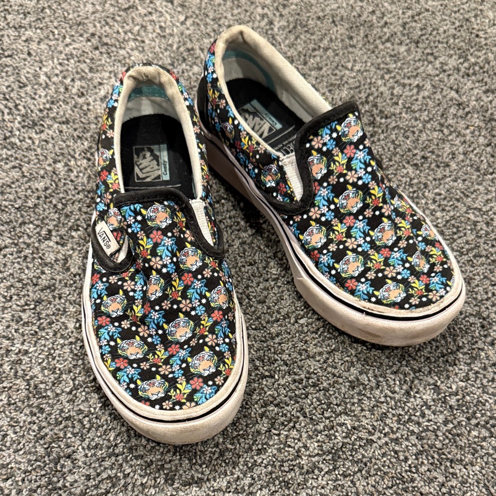 Vans Kids Floral Slip-On Black Sneakers